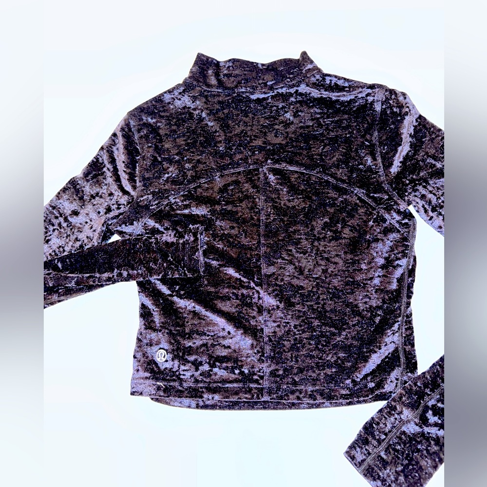 Lululemon Crushed Velvet Cropped All Aligned Mock Neck Top - Black